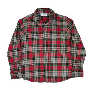 Old Navy Christmas Flannel Button Up Casual Long Sleeve Red Tartan Large (10-12)